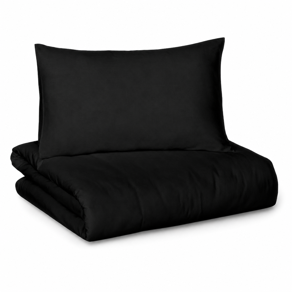 Lenjerie de Pat Satinată 100% Bumbac, 3 Piese — Eleganță și Confort 🖤✨ Imagine principală a produsului