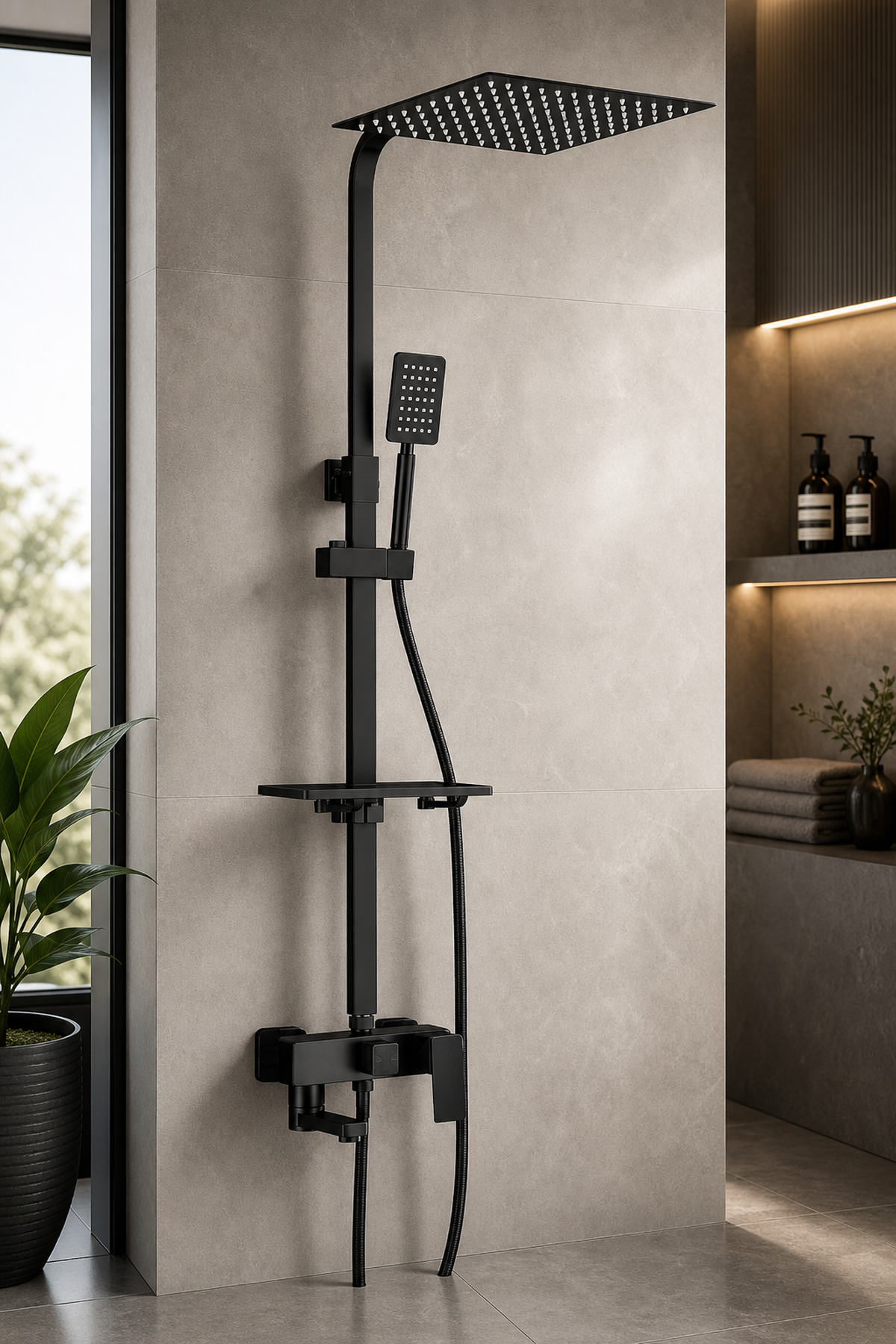 Coloană de Duș Negru Mat cu 3 Funcții — Experiență Premium în Baie 🚿✨ Imagine secundară a produsului
