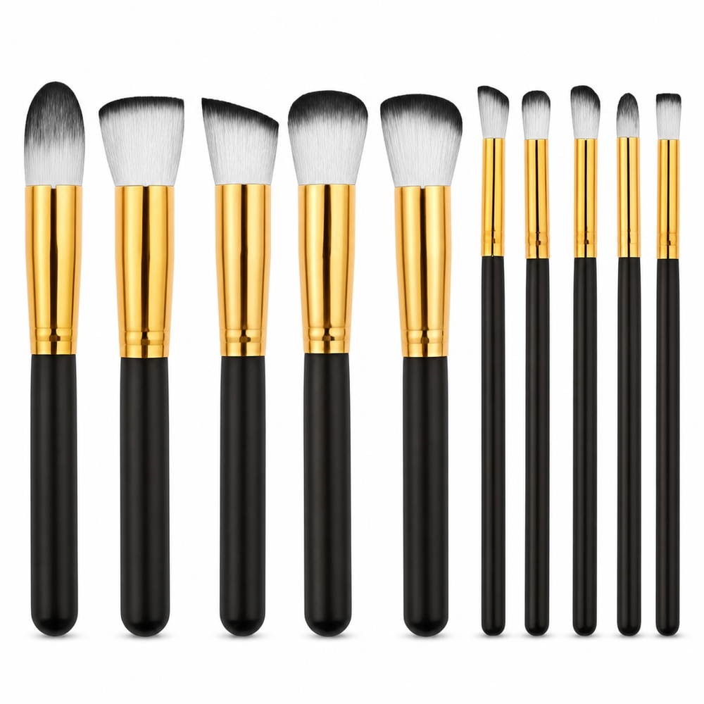 Set 10 Pensule Machiaj Profesională cu Perii Sintetici — Experiență de Machiaj Perfectă! 🌟💄