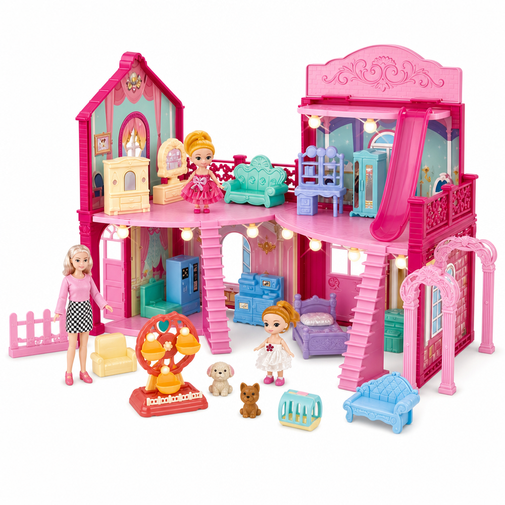 Căsuță pentru Păpuși cu Mobilier Roz — Joc Educativ pentru Copii 3+ 🎀🏠