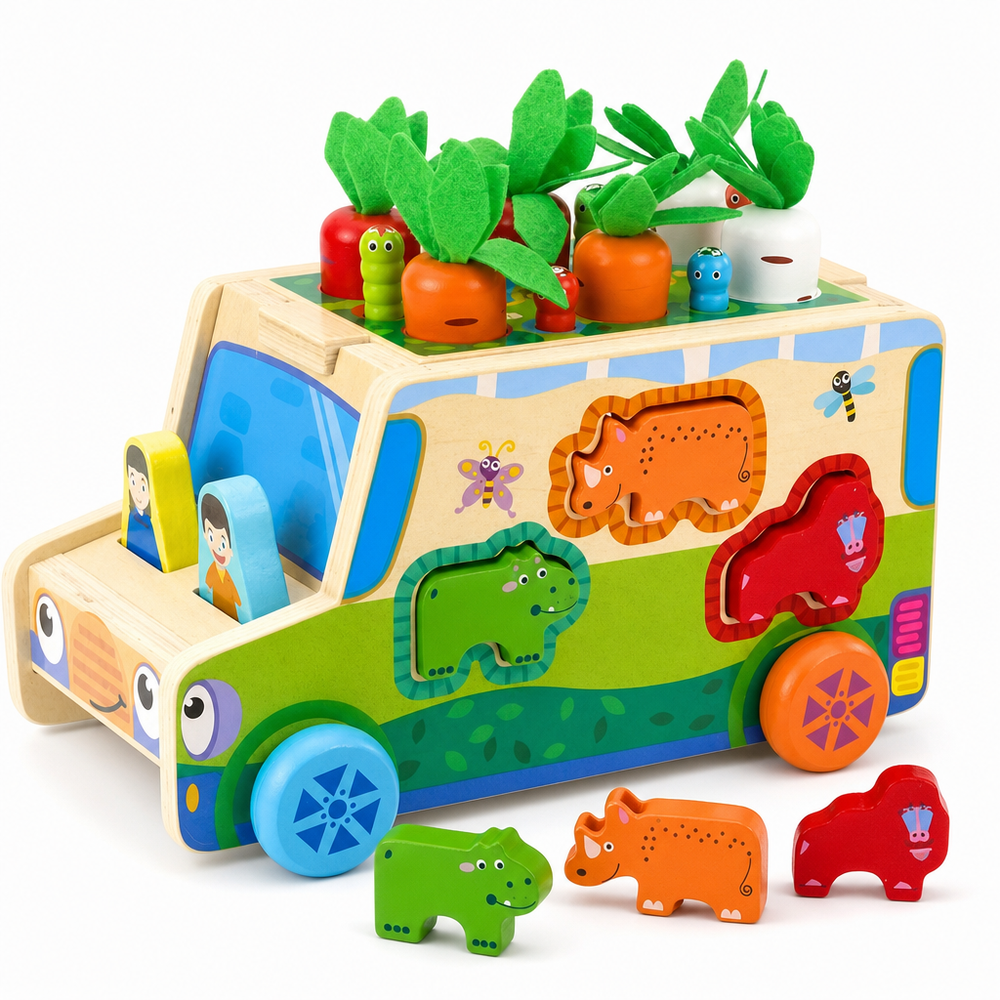 Joc Educativ Din Lemn Multicolor cu Forme — Dezvoltare Coordonare 🎨🧩