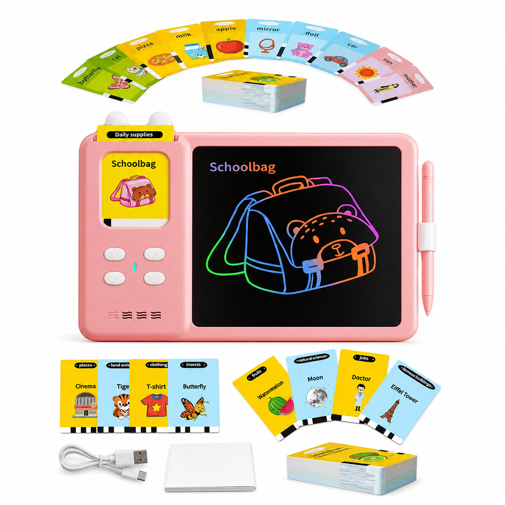 Tabletă LCD Educativă 2 în 1 pentru Copii cu Carduri Interactive — Învățare Distractivă! 📚✨