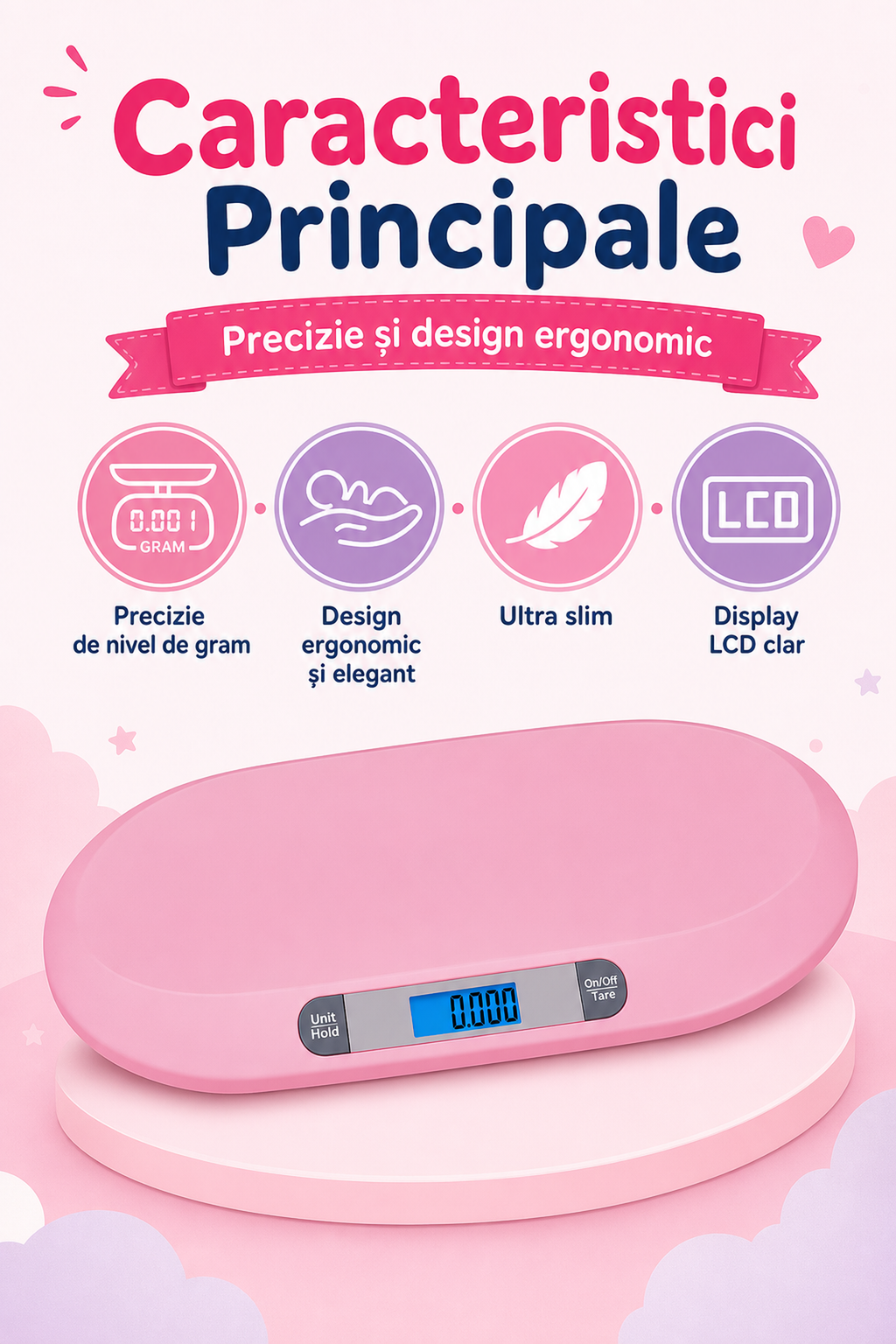 Cântar Electronic Ergonomic cu Ecran LCD — Monitorizare Preciză 💖📏