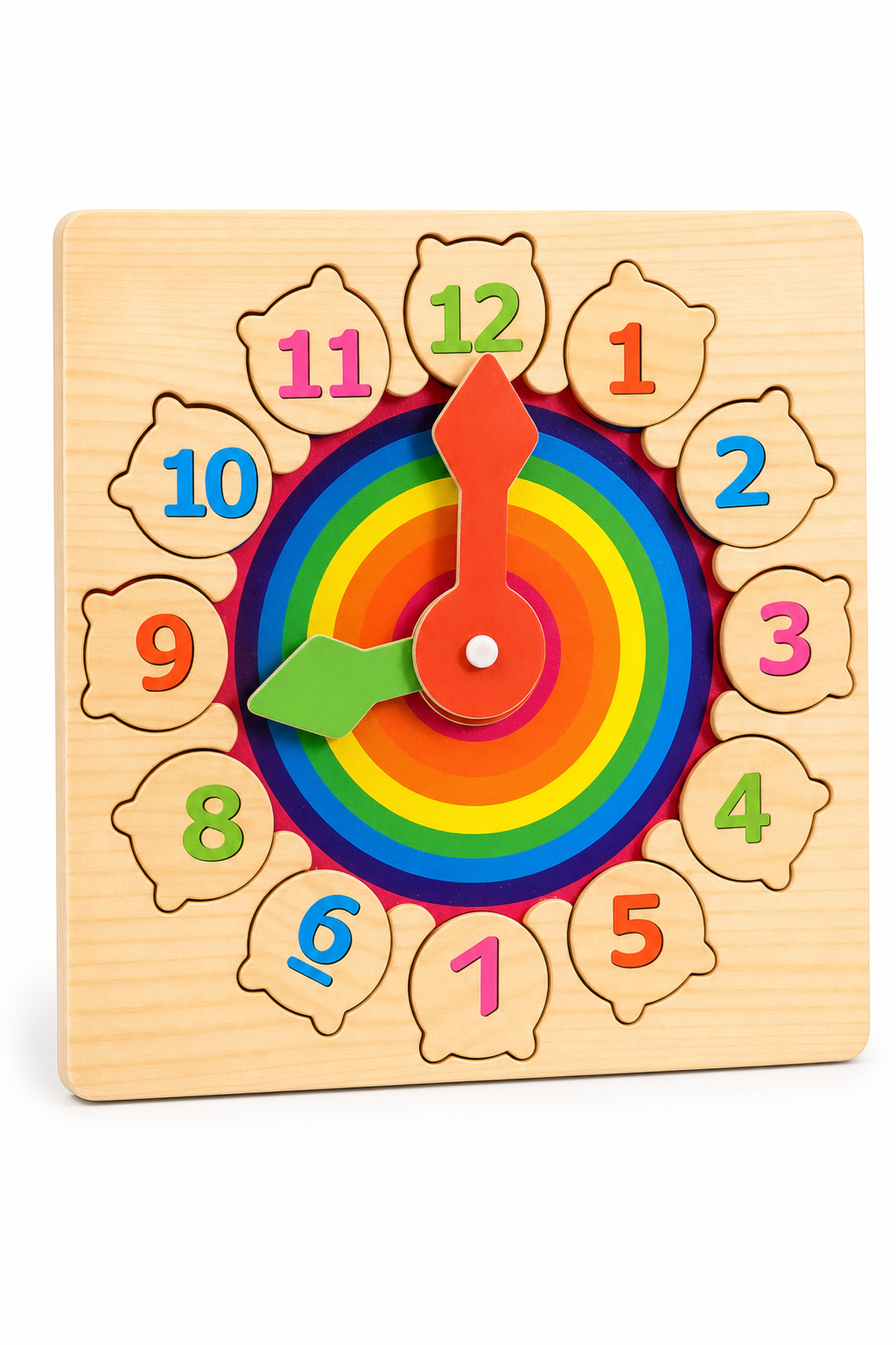 Ceas Educativ din Lemn Colorat cu Cifre Detașabile — Învățare Distractivă! ⏰🌈 Imagine secundară a produsului