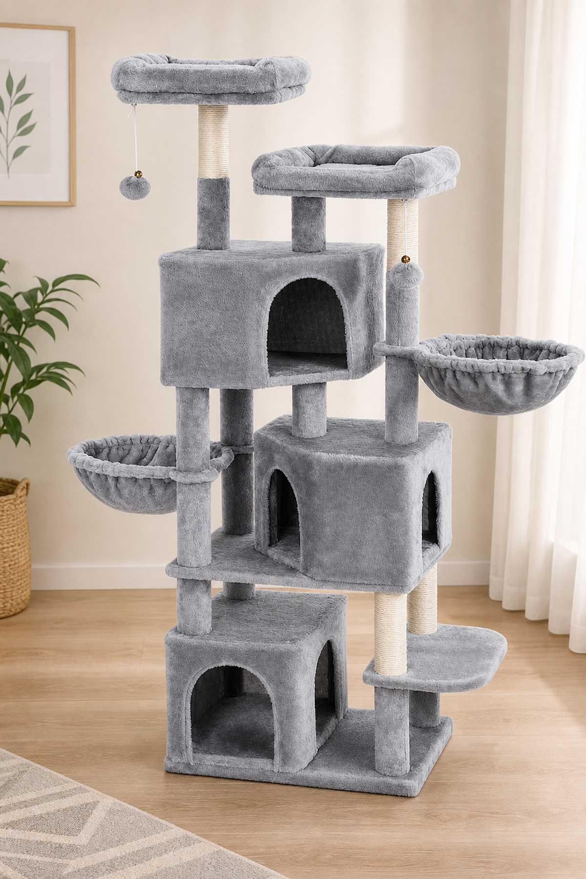 Cat Tree with 3 Platforms and Ball Included — Maximum Fun! 🐱🎉 Imagine secundară a produsului