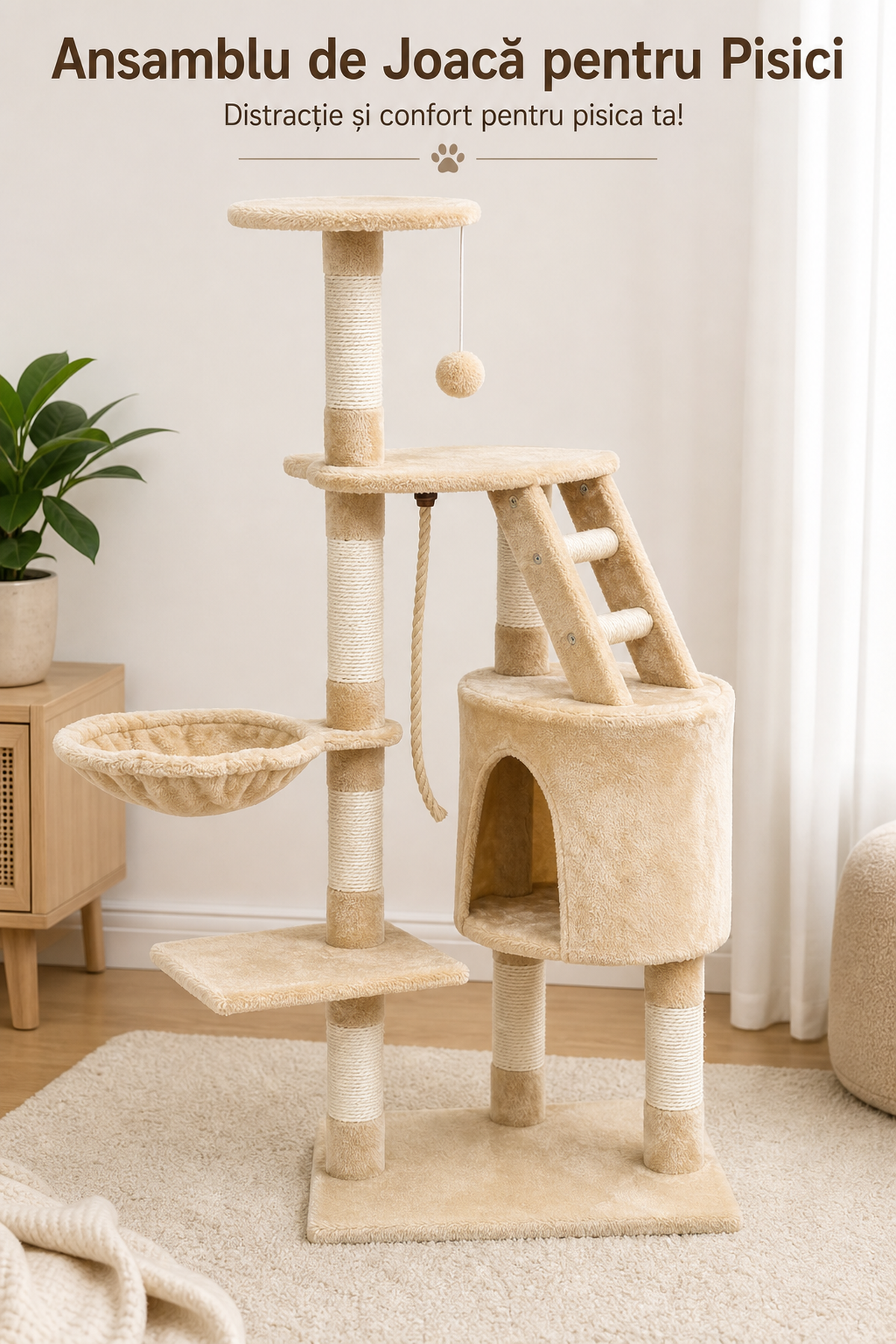 Cat Tree with Viewing Platform — Fun and Comfort! 🐾🏰 Imagine secundară a produsului