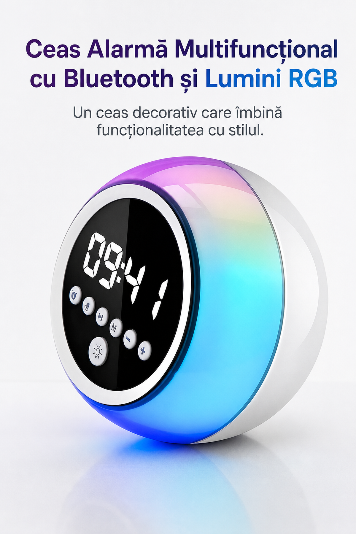 Ceas deșteptător multifuncțional cu Bluetooth și lumini RGB 🌈⏰ Imagine secundară a produsului